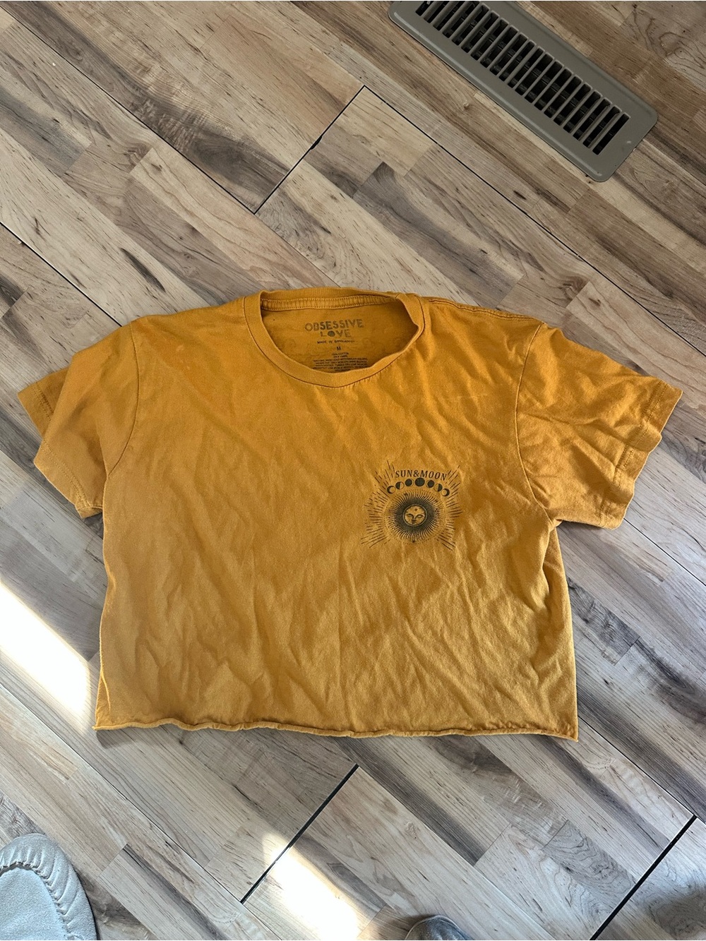 Obsessive Love Mustard Yellow Cropped Sun & Moon Tee